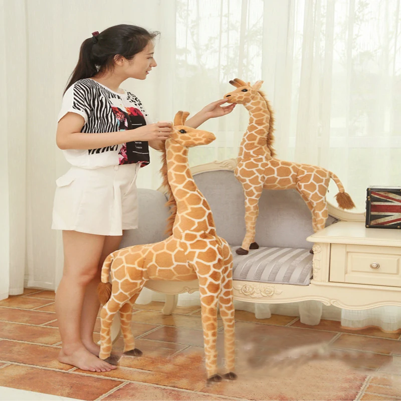 Большой размер Моделирование плюшевая игрушка жираф прекрасный стоящий Жираф чучело животных подарки на день Святого Валентина