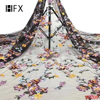 

HFX latest Star Sequins Tulle French Laces Fabrics Mesh Light pink Net Embroidery African Laces For Women's Evening Dress H2208