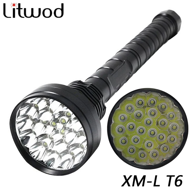 

Litwod Z30310 XM-L T6 Aluminum Waterproof Zoomable LED Flashlight Torch light for 18650 or 26650 Rechargeable Batteries