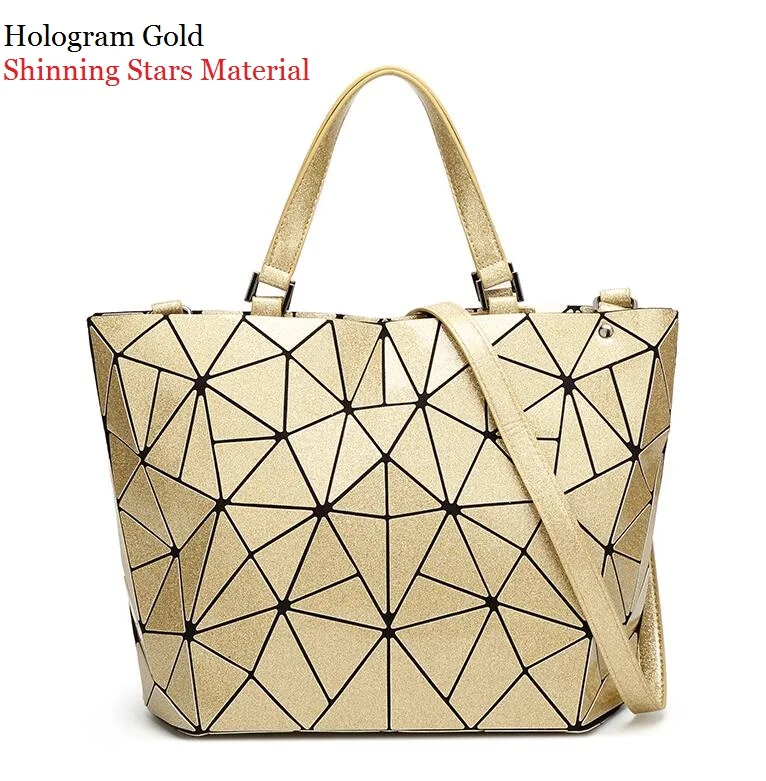 Новинка! Сумка с голограммой, женская сумка с геометрическим рисунком, Сумка с высокой стеганой лазерной подкладкой, простая складная сумка через плечо, горячая светящаяся сумка - Цвет: hologram gold