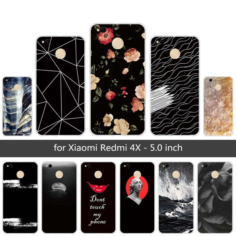 Чехол для Xiaomi Redmi 4X 4 X мягкий силиконовый чехол Redmi4X xiomi 4x Черный Модный 5 0 дюйма