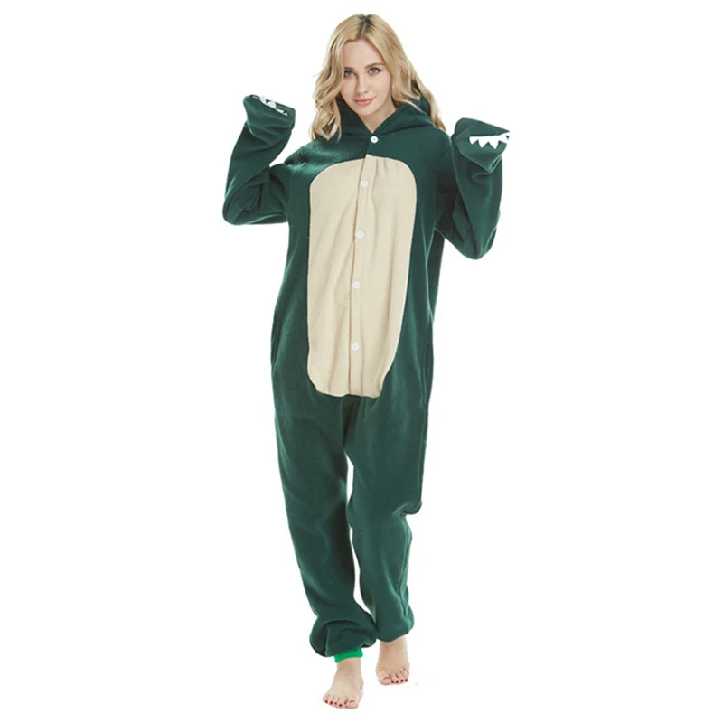 

iClosam 2019 Snorlax Pajamas Onesie Women Kigurumi Cartoon Stitch Winter Flannel Pajama Adult Nightie Stitch Sleepwear Overall