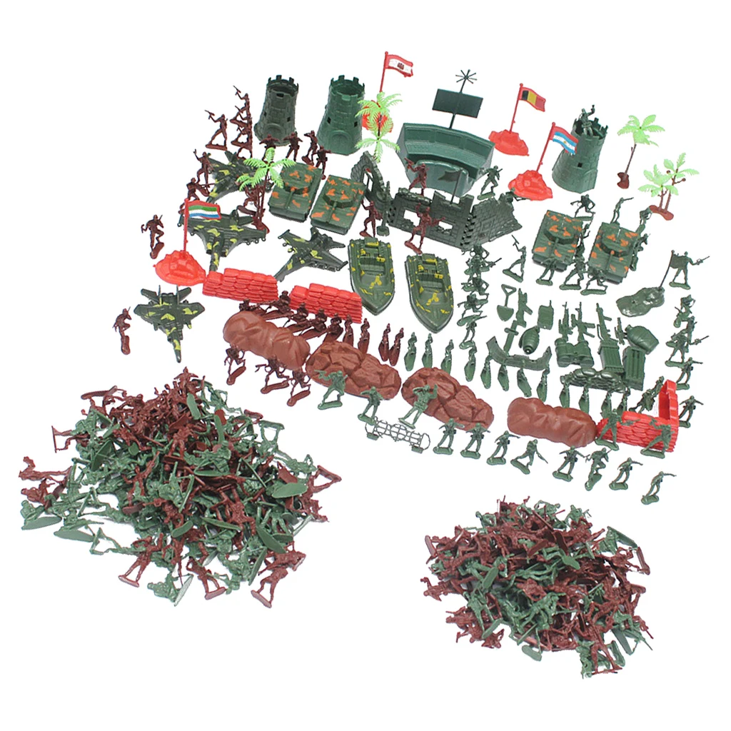 

Plastic Army Men Playset 4cm Soldier Action Figures with Scaled Vehicles - 290 Pcs Miniature Scenery Layout Model Building Kits