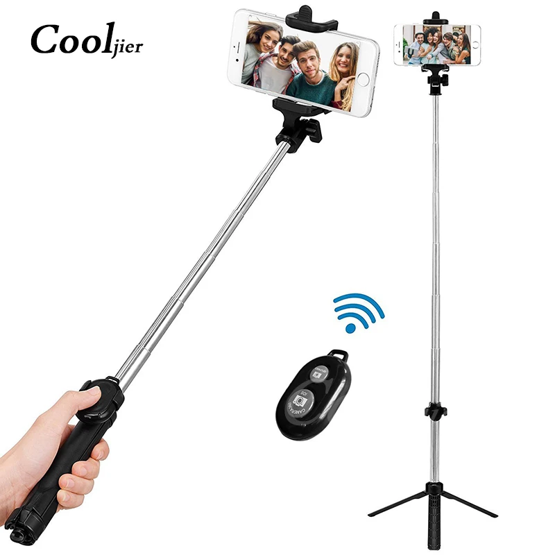 

COOLJIER Wireless Bluetooth Selfie Stick For iphone X 5 se 8 7 6s Mini Tripod Extendable Monopod Universal Palo selfie stick