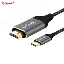 Qgeem USB C к HDMI 4 К Кабель-адаптер (Thunderbolt 3 совместимый) для Huawei Mate 10 Pro, macBook Pro 2017 Sumsang S8 Dell xps13