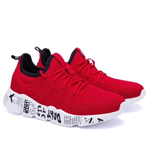 Тканая мужская повседневная обувь; дышащая мужская обувь; Tenis Masculino; zapatos hombre Sapatos; Уличная обувь; мужские кроссовки - Цвет: Red