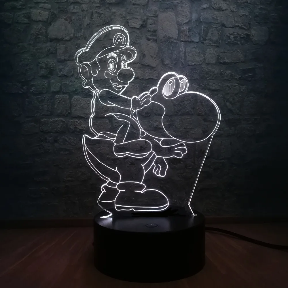 Новинка мультфильм 3D Марио Йоши светодиодный USB лампа многоцветный ночник Home Decor Luminaria подросток подарки на день рождения и Рождество игрушка лампада