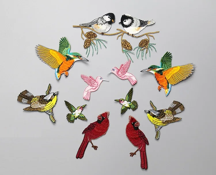 

Embroidery Kingfisher Parrot Birds Cloth Decals Patch Stickers Paste DIY Decorative Cloth Decoration