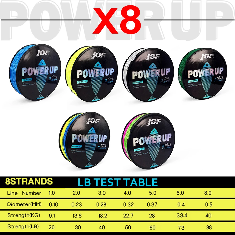 JOF POWER UP Series 100 м 109yds 8 нитей плетеная рыболовная леска Япония Multifilament PE проволока 20