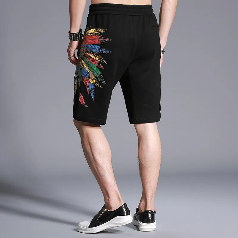 [EL BARCO] хлопковые мужские летние повседневные шорты до колена с принтом черепа, бермуды с карманами на молнии, мужские прямые черные короткие брюки