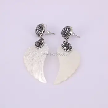 

3Pairs Natural white Shell earrings carved wing shape earrings dangle earrings mother of pearl earring