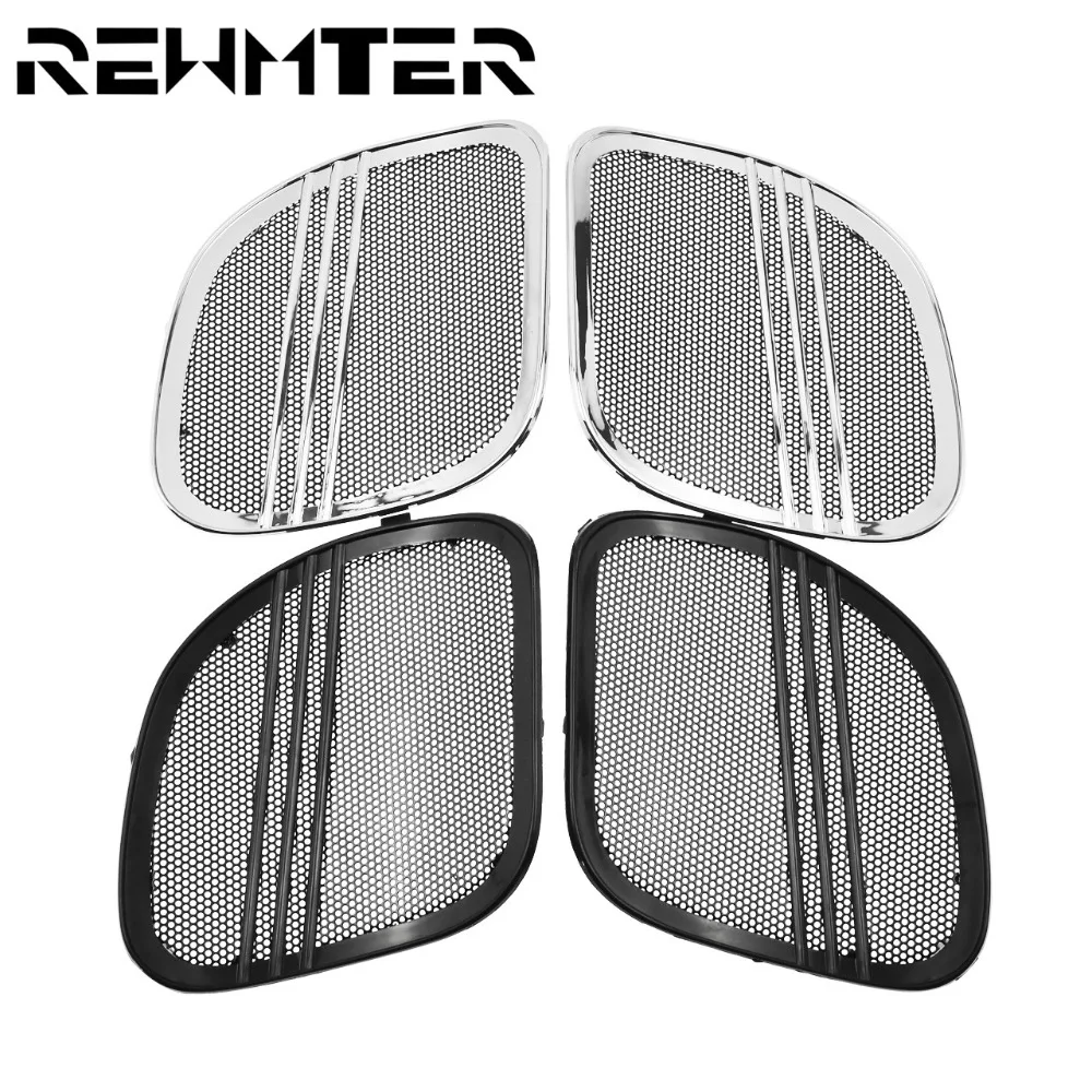 

Motorcycle Tri-Line Speaker Grill Cover Trim Black/Chrome For Harley Touring Road Glide 2015 2016 2017 2018