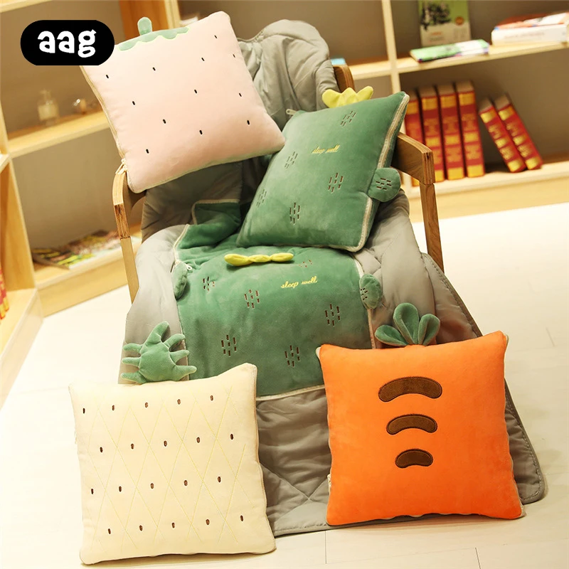 

Pillow Blanket 2 in 1 Foldable Quilt Blankets 35x35cm Square Throw Pillow Home Office Car Throw Pillow Cushion Air Conditioning