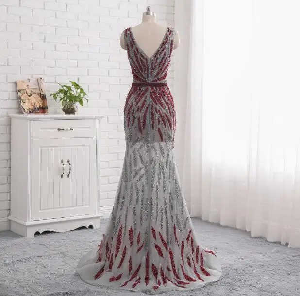 Роскошные вечерние платья с Полная длина бисера Vestidos De Festa Vestido De Fiesta Largos De Noche Elegante