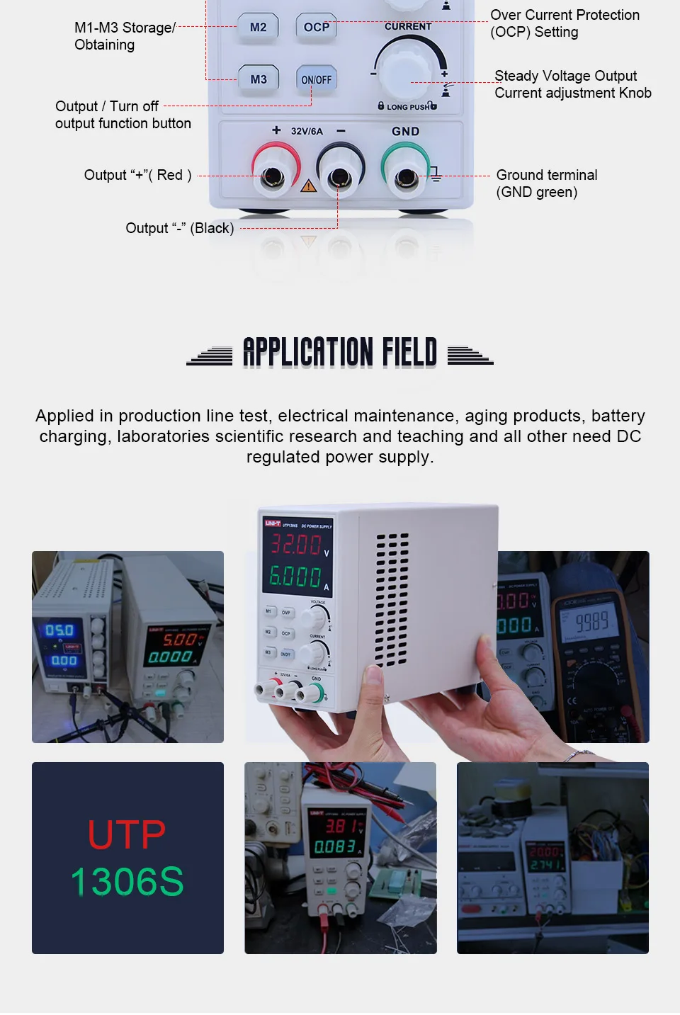 UNI-T UTP1306S DC Питание переменной, 32 V/6A Регулируемый переключения регулируется Питание цифровой с зажимы типа «крокодил»(220 V 50Hz