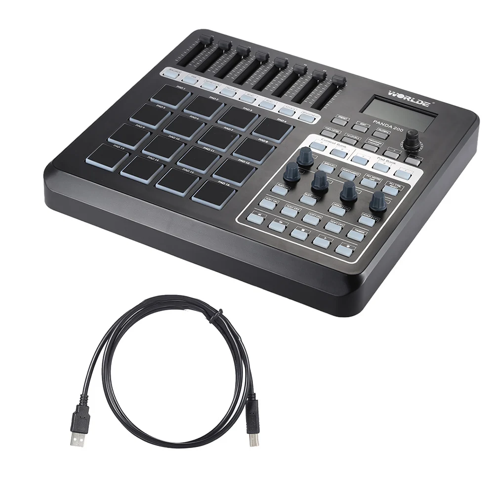 Портативный USB MIDI контроллер Worlde PANDA200 клавиатура мини 16 барабанных подкладок с