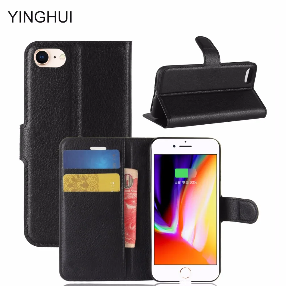 

YINGHUI For iphone 8 Case Luxury Wallet PU Leather Flip Case Protective Cover for iphone8 i8 Phone Case With Stand