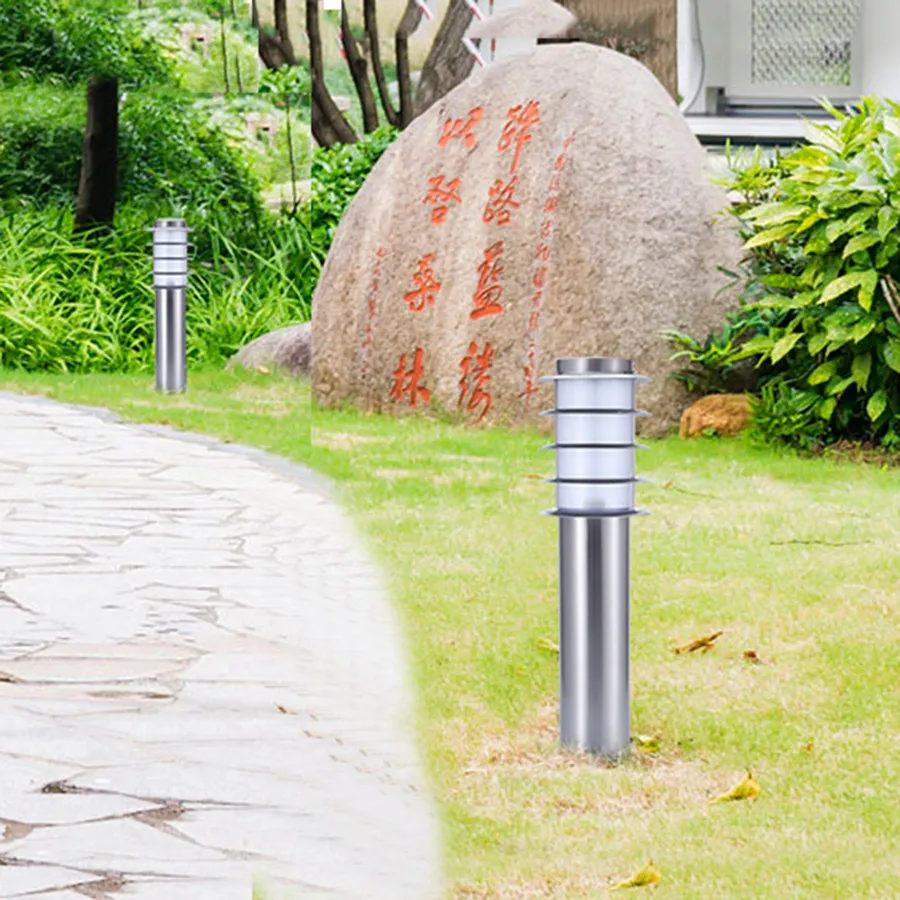 BEIAIDI E27 Outdoor Garden Lawn Light Waterproof Villa Park Pathway Pillar Lamp Stainless Steel Landscape Stand Pole Column Lamp