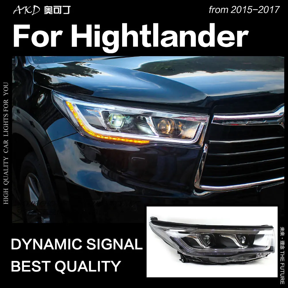 AKD автомобильный Стайлинг для фары Toyota Highlander новая светодиодная… для Kluger фары DRL Hid головная лампа Angel Eye Bi Xenon аксессуары