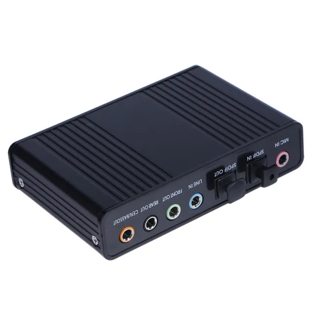 External Sound Card USB 6 Channel 5.1 External Audio Music Sound Card Soundcard For Laptop PC with  Driver CD + USB Cable
