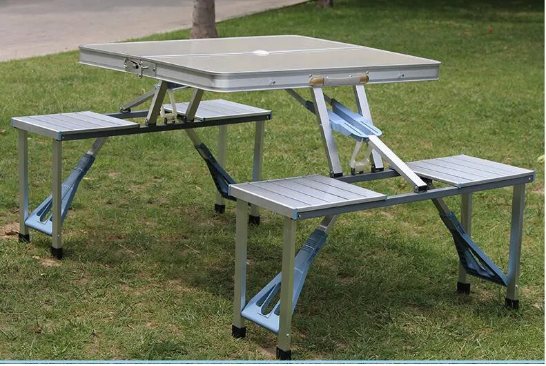 Портативный алюминиевый сплав Открытый столы Кемпинг пляж складной столы и стулья