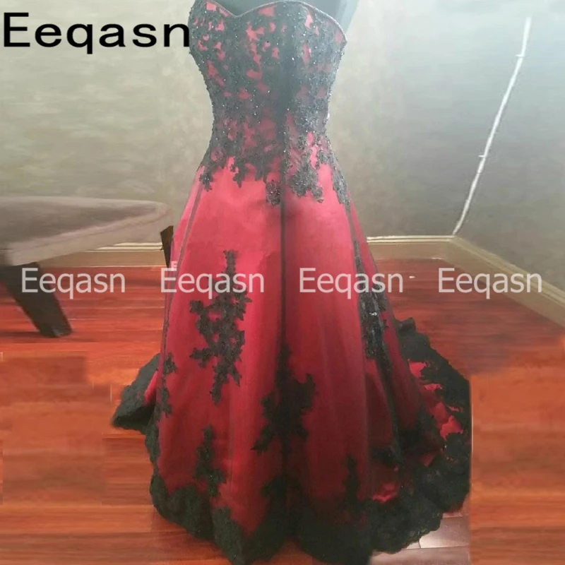 Descuento Caliente Gotico Rojo Y Negro Boda Novia Vestido De Encaje Largo Plus Tamano Vestidos De Novia Vestido De Fiesta Vestido Longo En Linea September 2020
