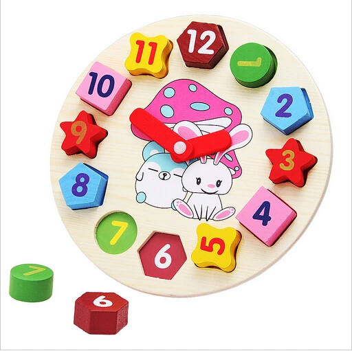 

HOTsale Wooden blocks toys Digital Geometry Clock Children's Educational toy for baby boy and girl gift new