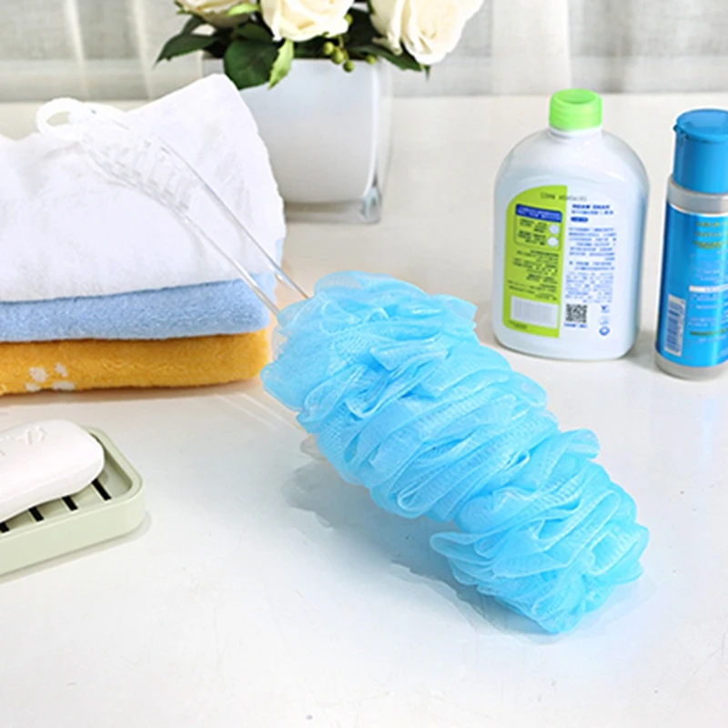 

Long Handled Body Bath Shower Back Brush Scrubber Massager Disability Helper Blue Bathing Bath Article