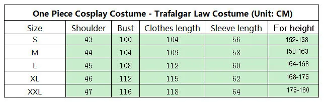 Cosplay&ware Anime One Piece Cosplay Costumes Akatsuki Trafalgar Law Cartoon Cloak And Capes Halloween Party Mantles Women Men -Outlet Maid Outfit Store