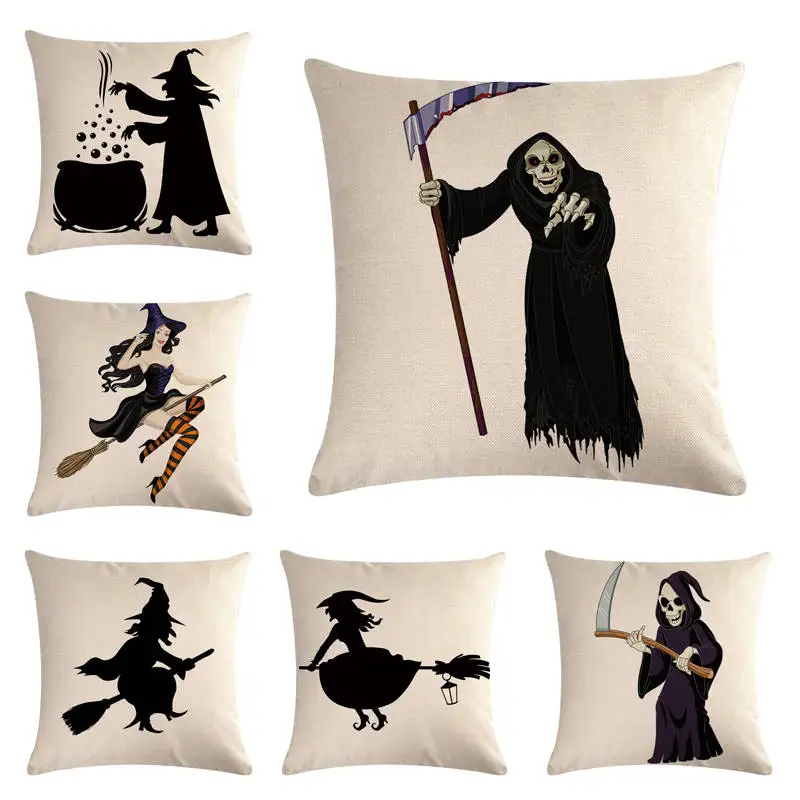 

45*45cm Halloween Wizard Cushion Cover Trick Or Treat Home Party Decorative Pillow Cover Car Sofa Chair Cushion Cover