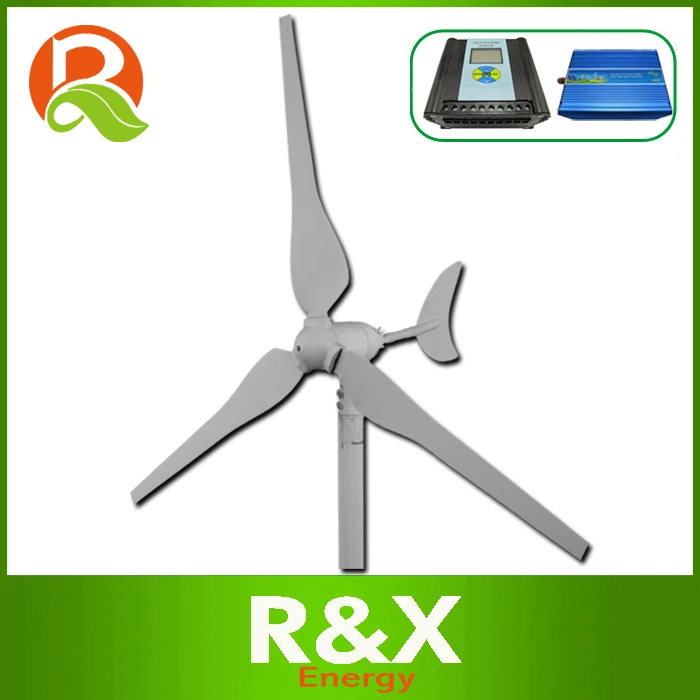

3 blades 50w wind turbine generator 12V/24V optional+wind/solar hybrid controller with LCD display+300w off grid inverter.