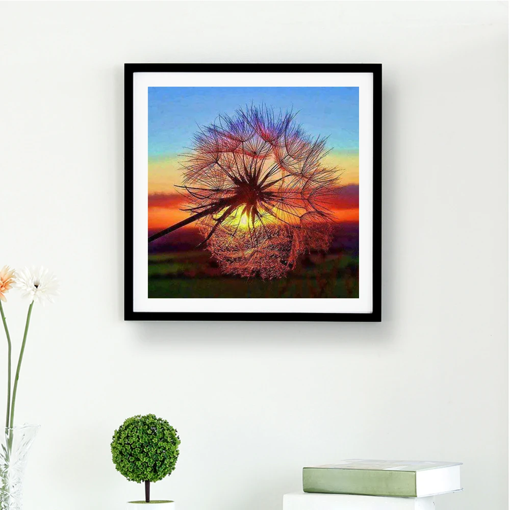 Diamond Painting Decor 5D DIY Embroidery Dream Dandelion Sunset Cute