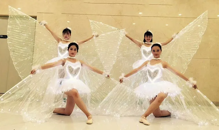 9527 светодиодный балетный костюм с люминесцентными крыльями и бабочками, танцевальный костюм для взрослых и детей