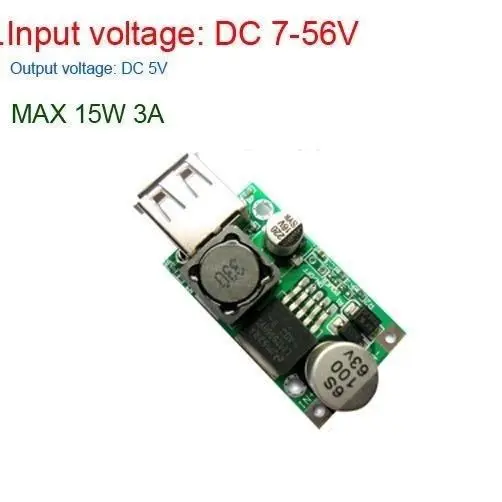

DC-DC Buck Step Down Converter 9V/12V/24V/36V/48V to 5V/3A USB Charger LM2596HV module