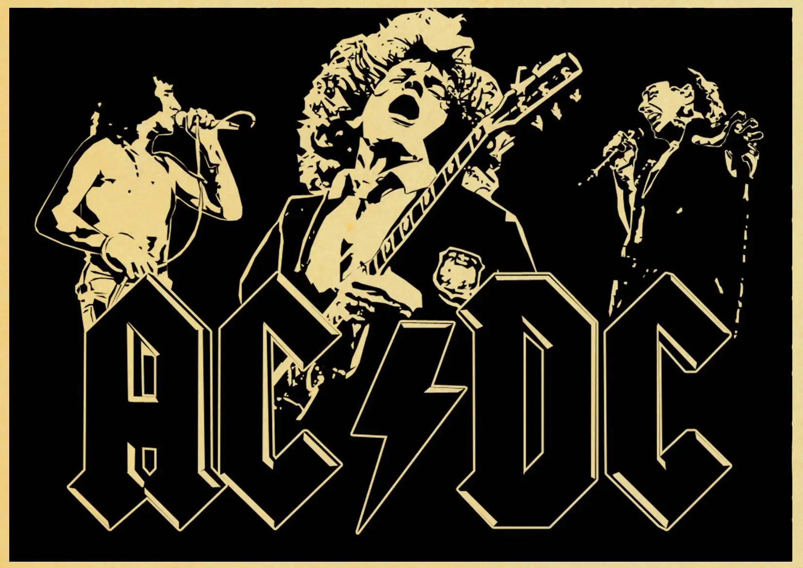 Rock Music Band Acdc Poster Wall Kraft Paper Painting Home With Free Shipping Worldwide Weposters Com
