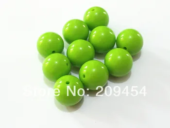 

Wholesale ! 20mm 105pcs/lot Lime Green Chunky Gumball Bubblegum Acrylic Solid Beads For Kids Necklace Making