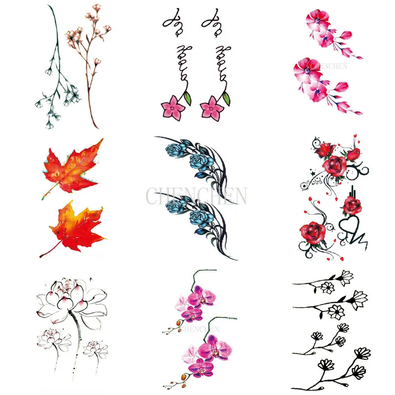 Autocollant De Tatouage Temporaire Pour Le Corps Art Lavande