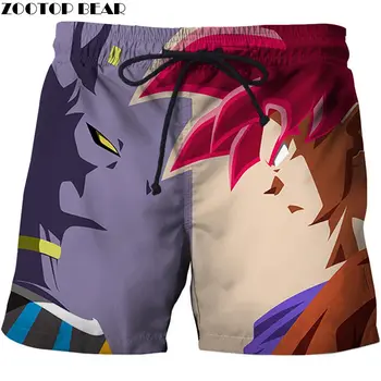 

Looking At Each Other Dragon Ball Men Anime 3D Printed Beach Shorts Casual Summer Male Quick Breathable Board Shorts ZOOTOP BEAR