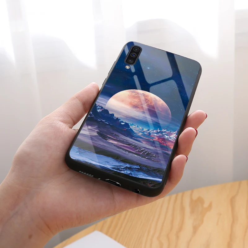 Чехол из закаленного стекла с роскошным рисунком для Samsung Galaxy A50 A70 A30 M20 A20 A10 мягкий