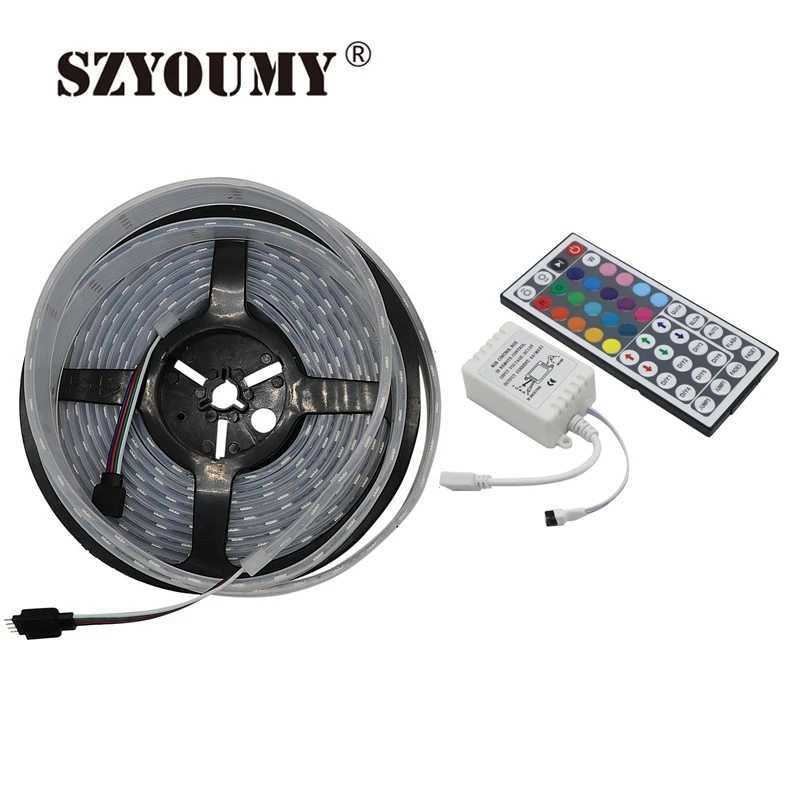 

SZYOUMY 25 Meters SMD 5050 RGB LED Strip Double Row 5050 LED Ribbon Light 120Leds/M +5 Pcs 44key Remote Controller