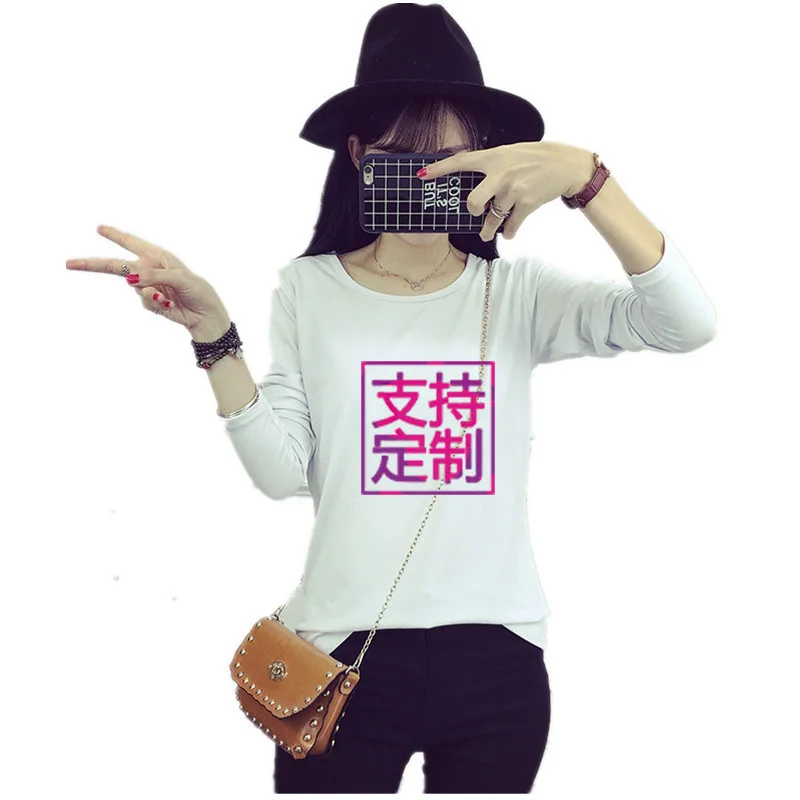 

Women's t Shirt Print Long Sleeve O Neck All Match Top Low Batch 2018 Autumn And Winter New Style Korean Version of the Loose wo