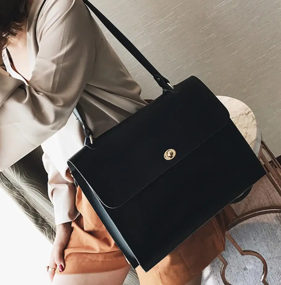  Retro Fashion Female Big Bag 2018 New Quality PU Leather Women's Designer Handbag Ladies Briefcase  - 32919688737