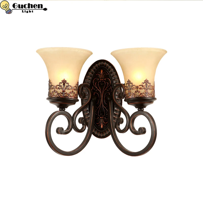 American style bedside antique glass wall lamp single-head living room lights vintage fashion bar lamps Double Head Vintage LED American style bedside antique glass wall lamp single-head living room lights vintage fashion bar lamps Double Head Vintage LED