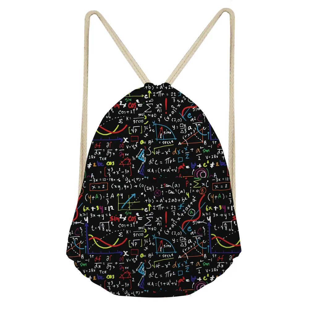 ThiKin Men Sport Shoulder Bags Women Backpack Bag Math Formula Print Sporting Goods Travel Pouch Portable