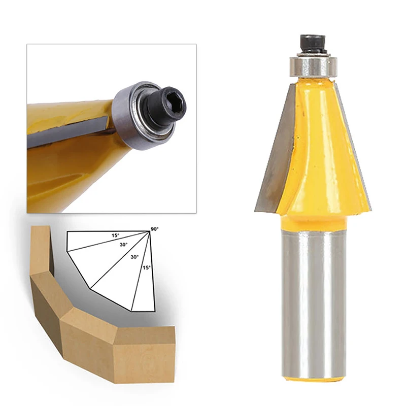1pc New 1/2'' 15 Degree Chamfer & Bevel Edging Router Bit For