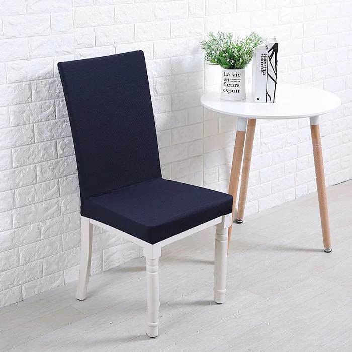 navy blue Трикотажные эластичные чехлы на кресла, свадебные, вечерние, банкетные, гостиничные, домашние, Полиэстеровые, вязаные, однотонные, универсальный размер - Цвет: navy blue