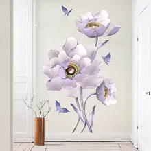65*105 см фиолетовый романтический цветок виниловая наклейка на стену DIY 3D обои для гостиной спальни настенный Декор ванной комнаты плакат