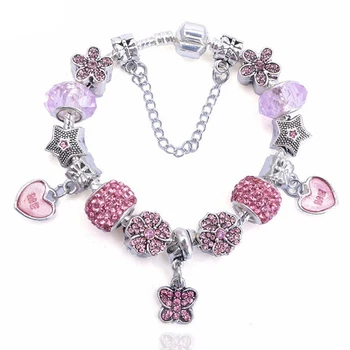

2018 Fashion European Love Heart Charm Bracelet DIY Beads Fits Original Bracelets & bangles For European Women