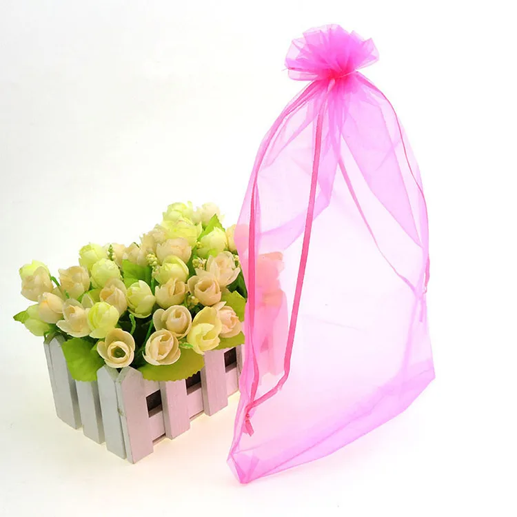 20x30 см темно-розовые сумки из органзы для свадебного торжества и сумка для подарков с логотипом на заказ, 100 шт./партия