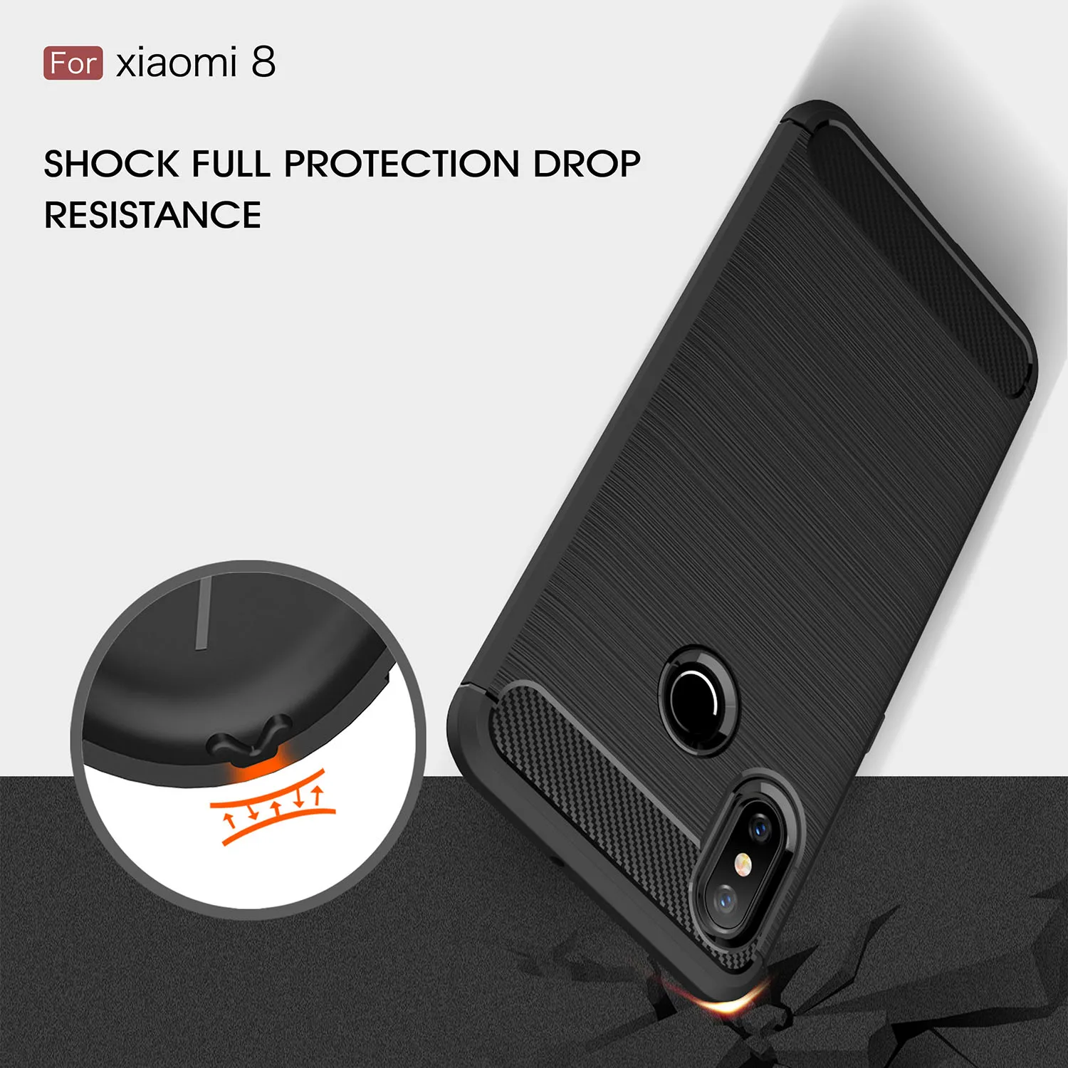 Чехол для Xiaomi Mi 8 SE противоударный резиновый силиконовый чехол из углеродного